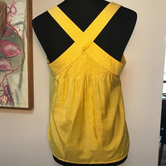 Anthropologie Floreat Mustard Yellow Tank Top Crochet Size 8 Sleeveless Blouse - Picture 6 of 11